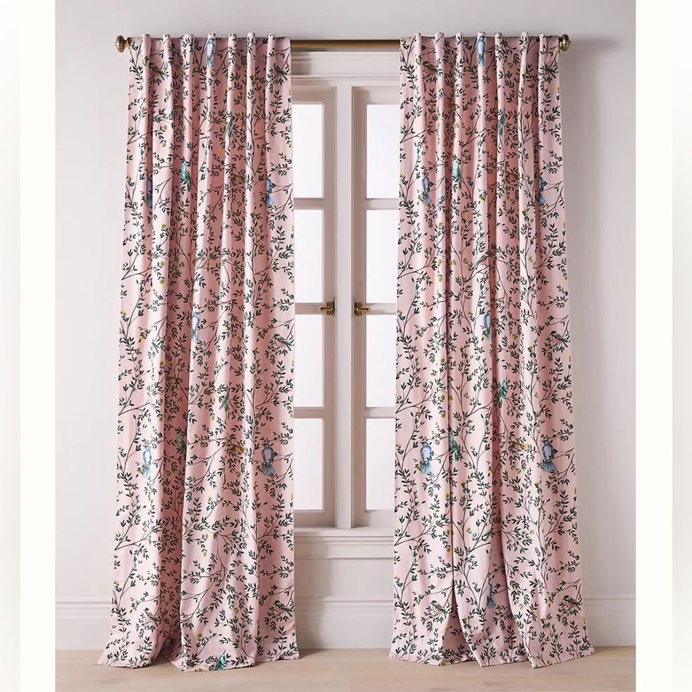 NEW Anthropologie Priyanka Organic Cotton Printed Bird Curtin One panel - Picture 1 of 9